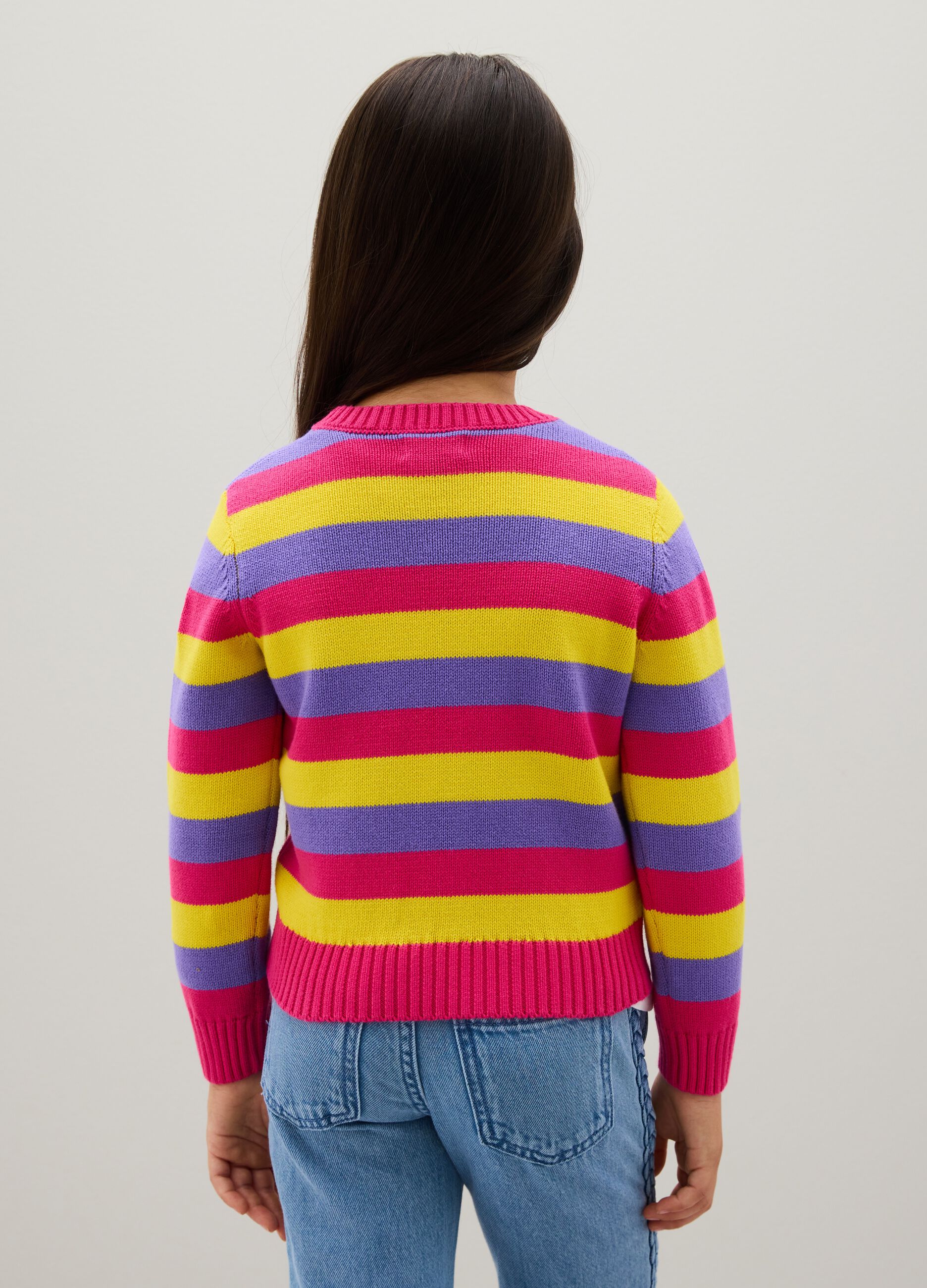 Girls' multicoloured regular fit pure cotton pullover