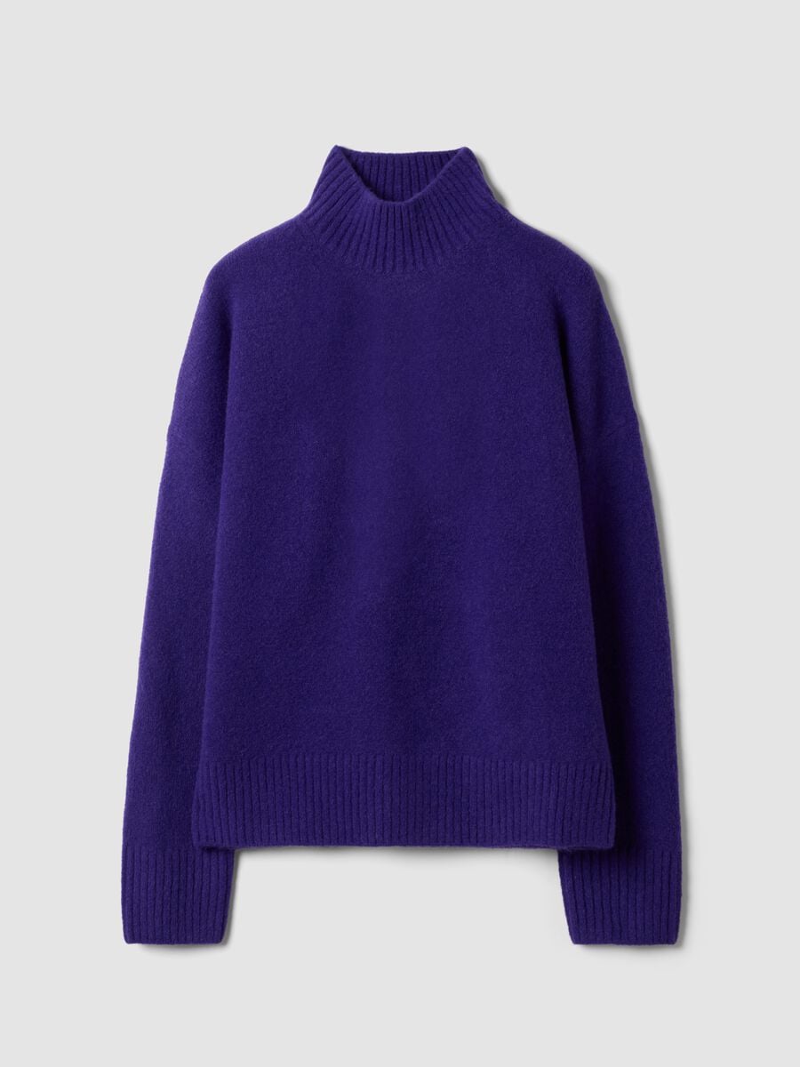Blue stretch wool jumper with high neck_0