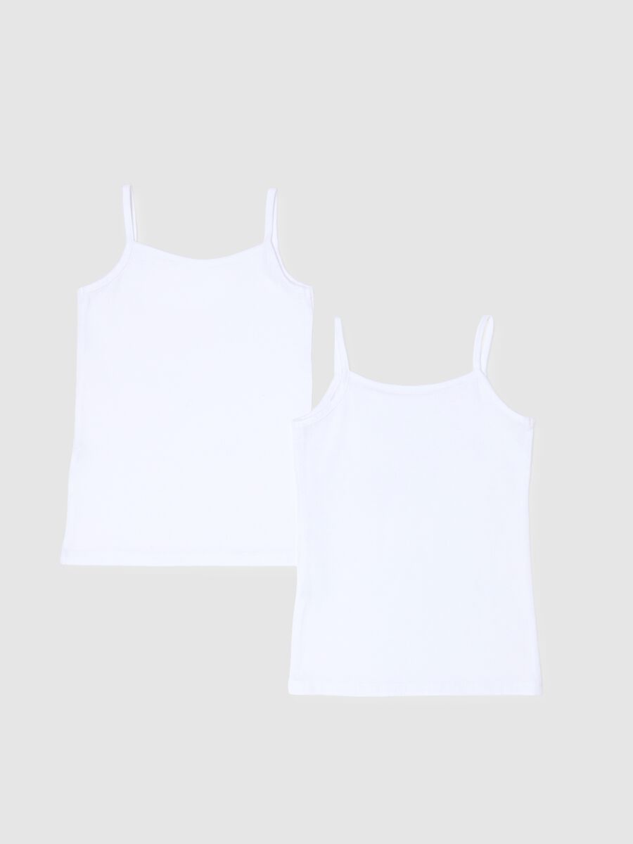 Bipack canottiere in cotone elasticizzato bianco da bambina regular fit_1