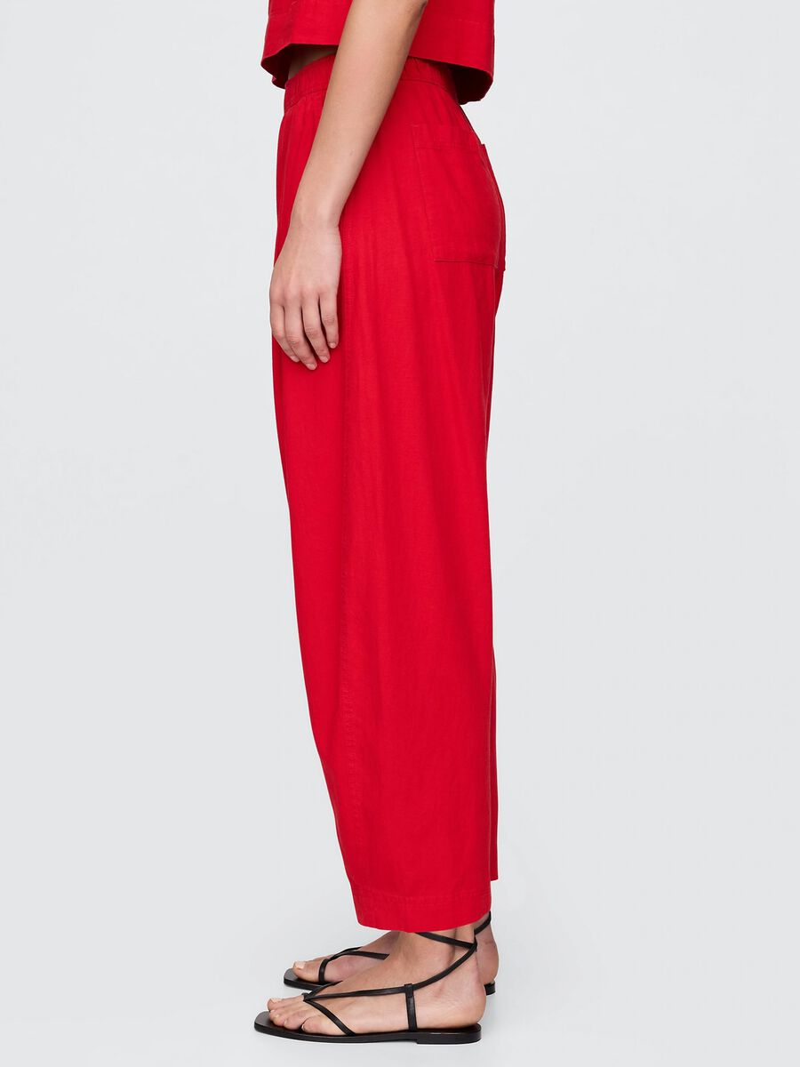Red wide trousers in linen and viscose_2