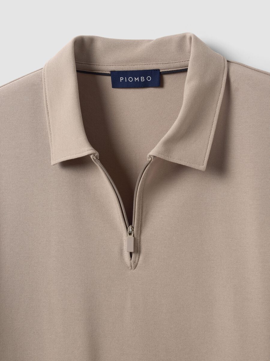 Polo grigia in misto cotone piquet elasticizzato Easy dry regular fit_1