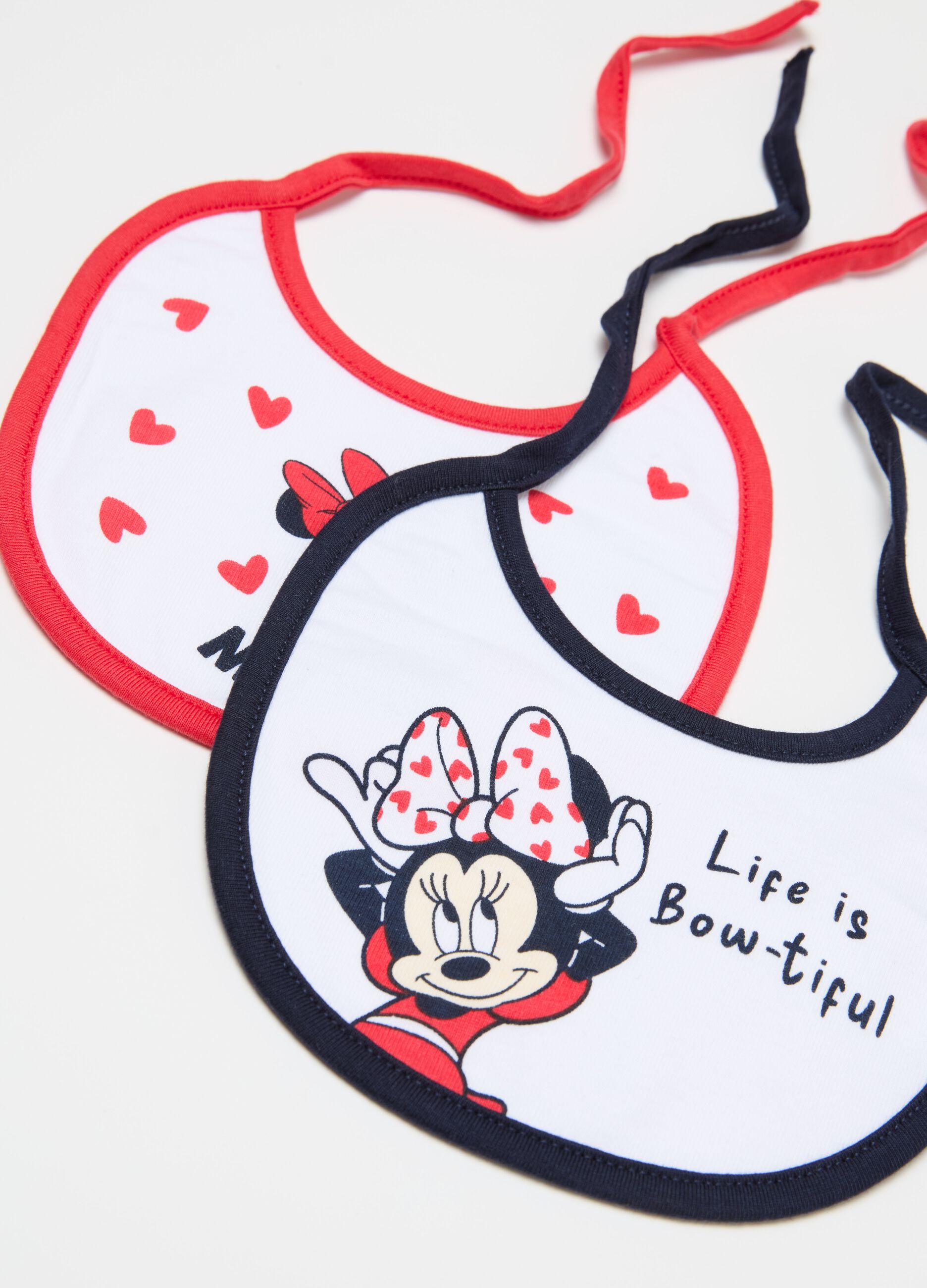 Two-pack bibs in cotton with Minnie Mouse print