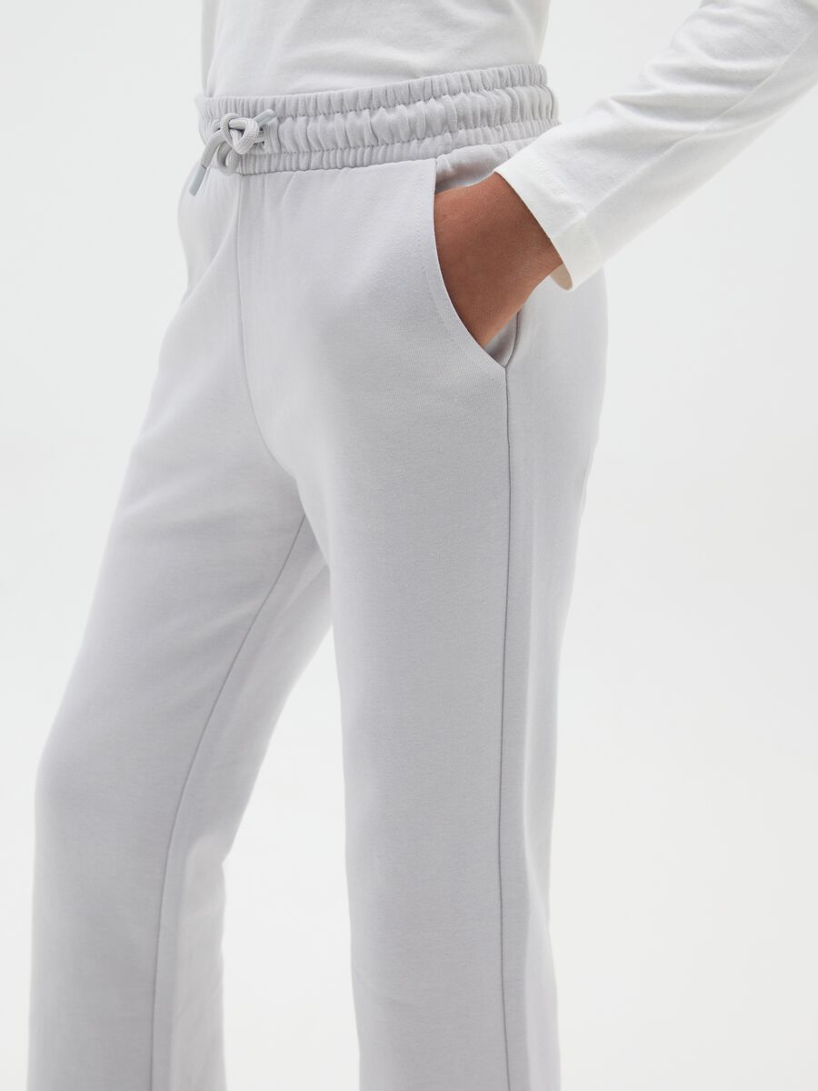 Grey Flare Trousers for Girls in Pure Cotton_2