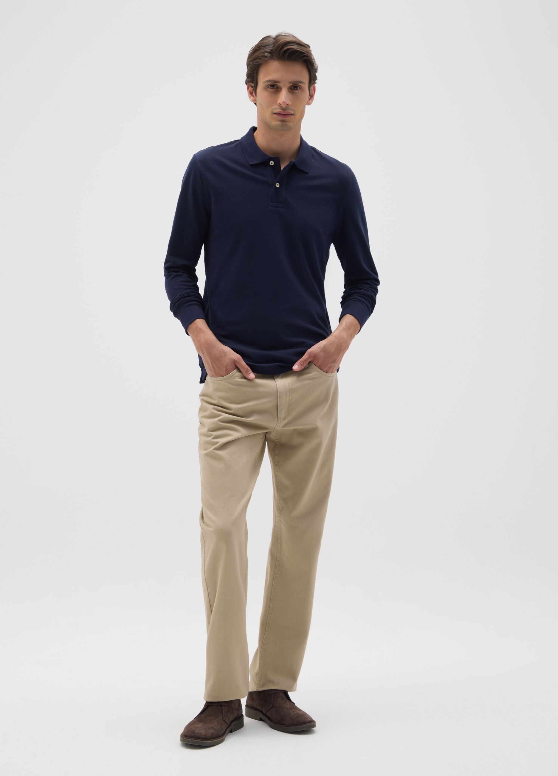 Polo in puro cotone blu regular fit
