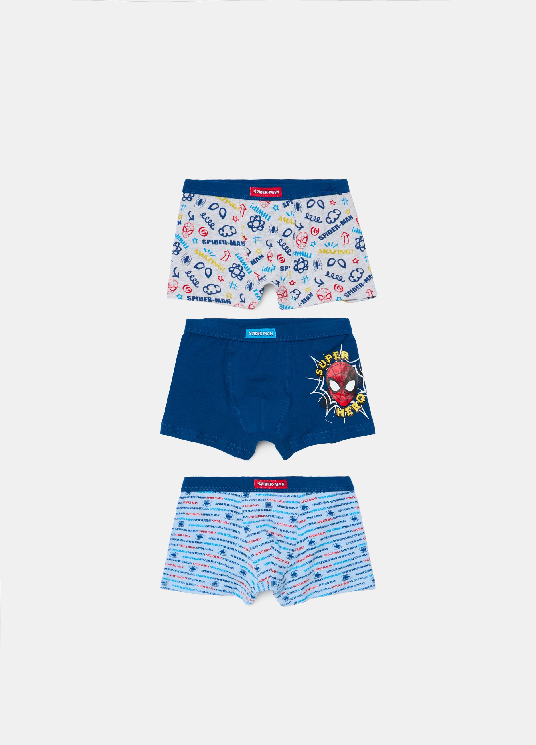 Three-pair pack boxer shorts with Spider-Man print