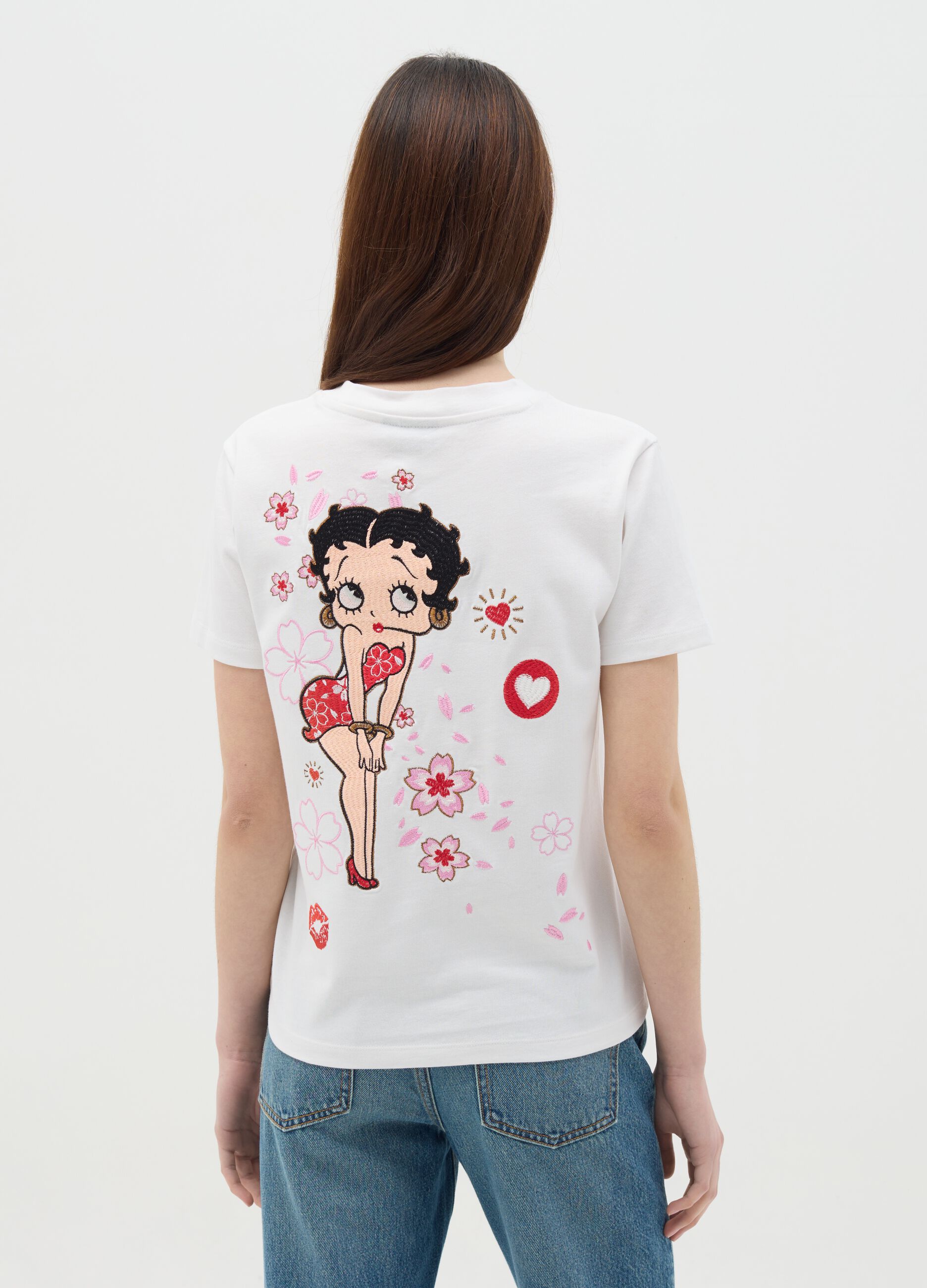 White T-shirt in cotton with Betty Boop print