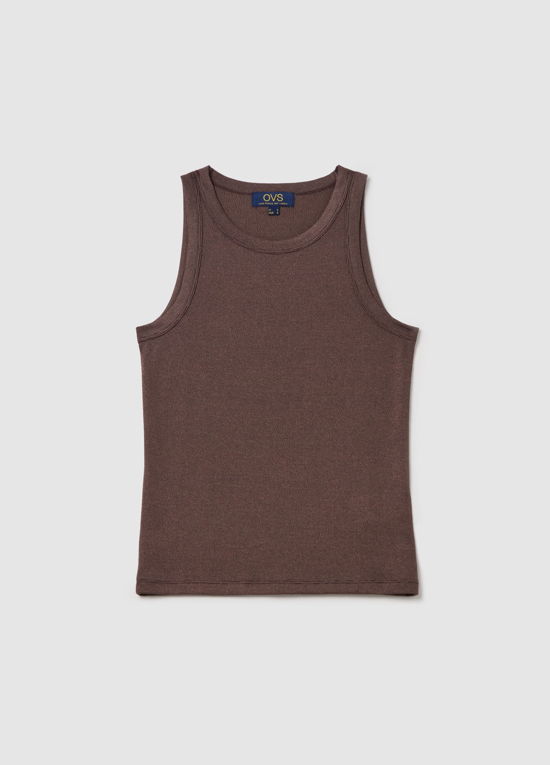 Brown tank top in lurex