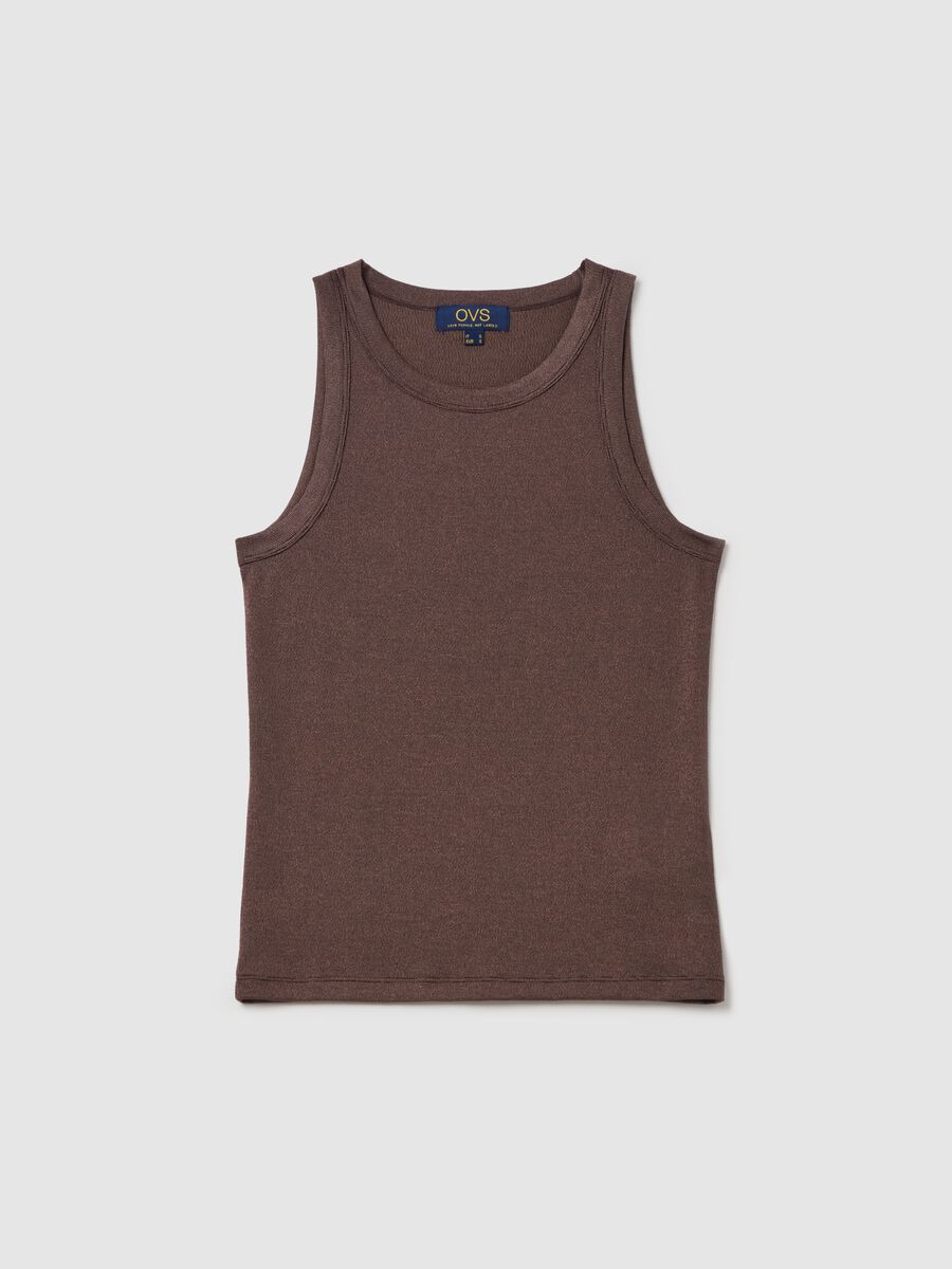 Brown tank top in lurex_4