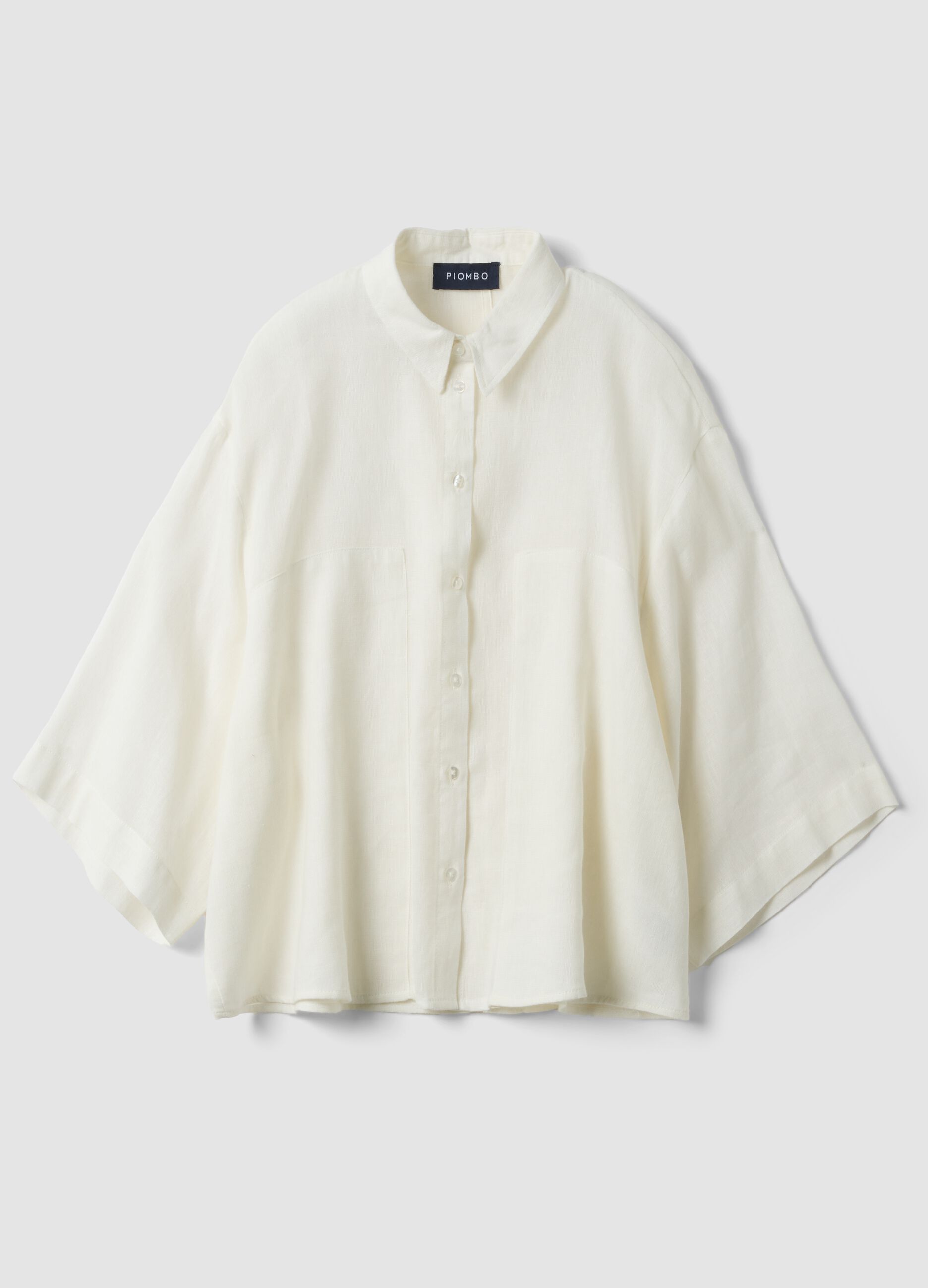 White oversized fit linen blend shirt