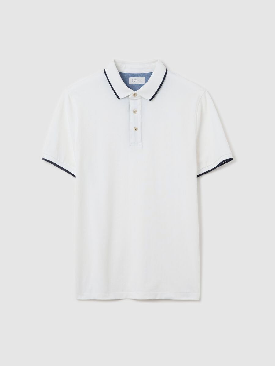 White polo shirt with short sleeves in cotton_4