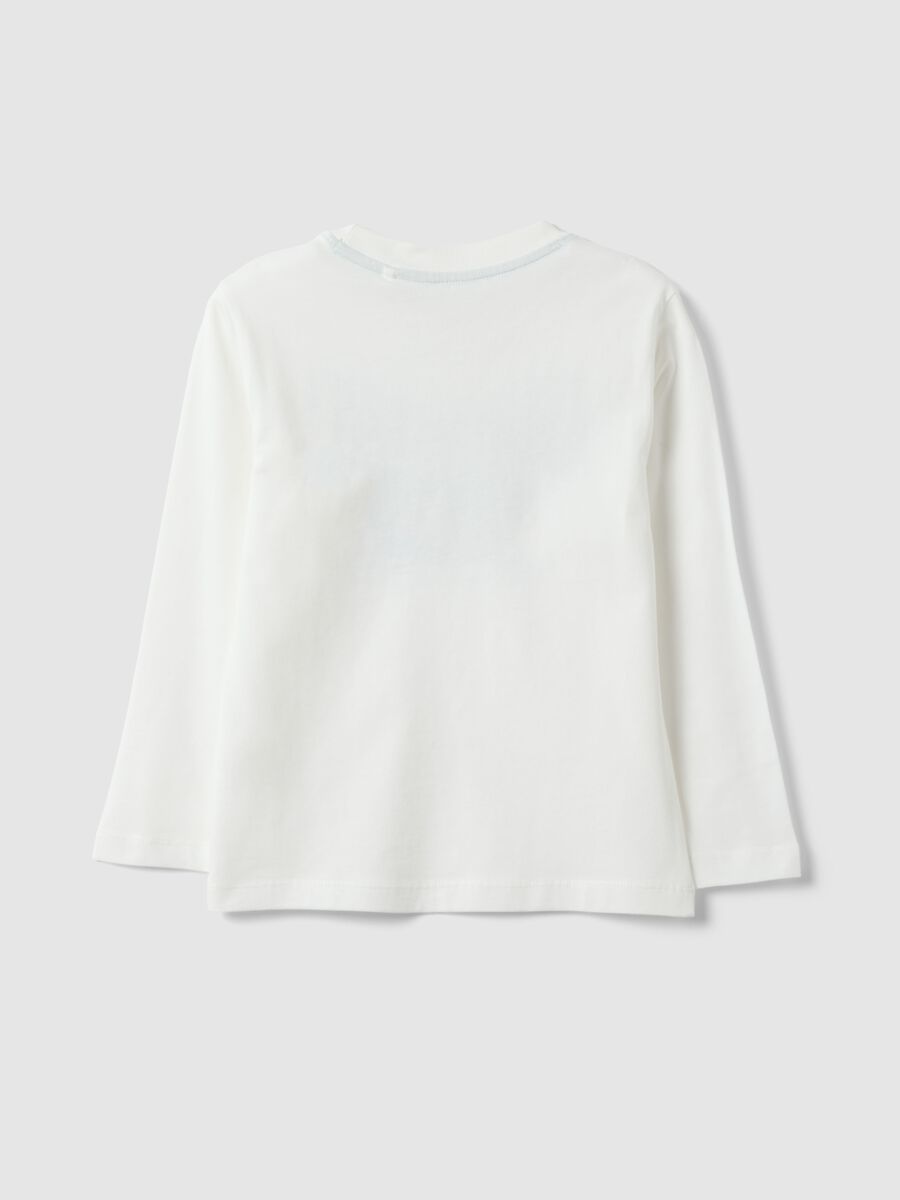 Boys&rsquo; white pure cotton T-shirt with car print, regular fit_1