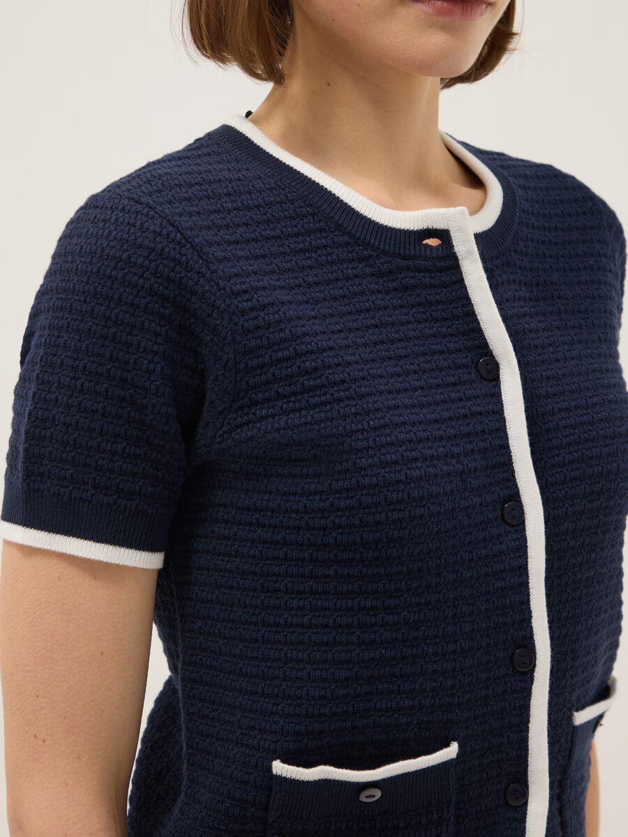 Cardigan blu in puro cotone regular fit con bottoni_3