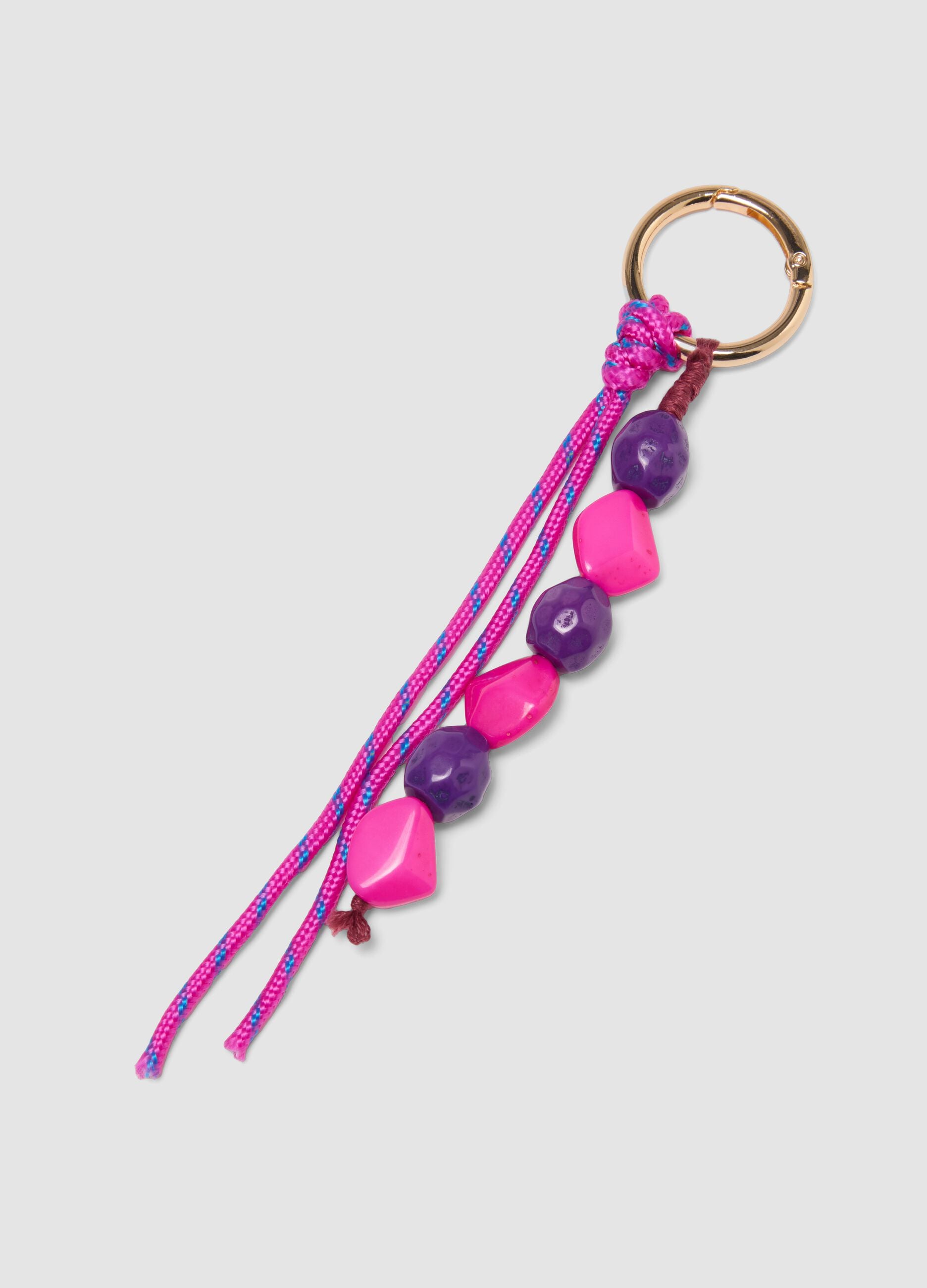 Red keyring with decorative crab and beads