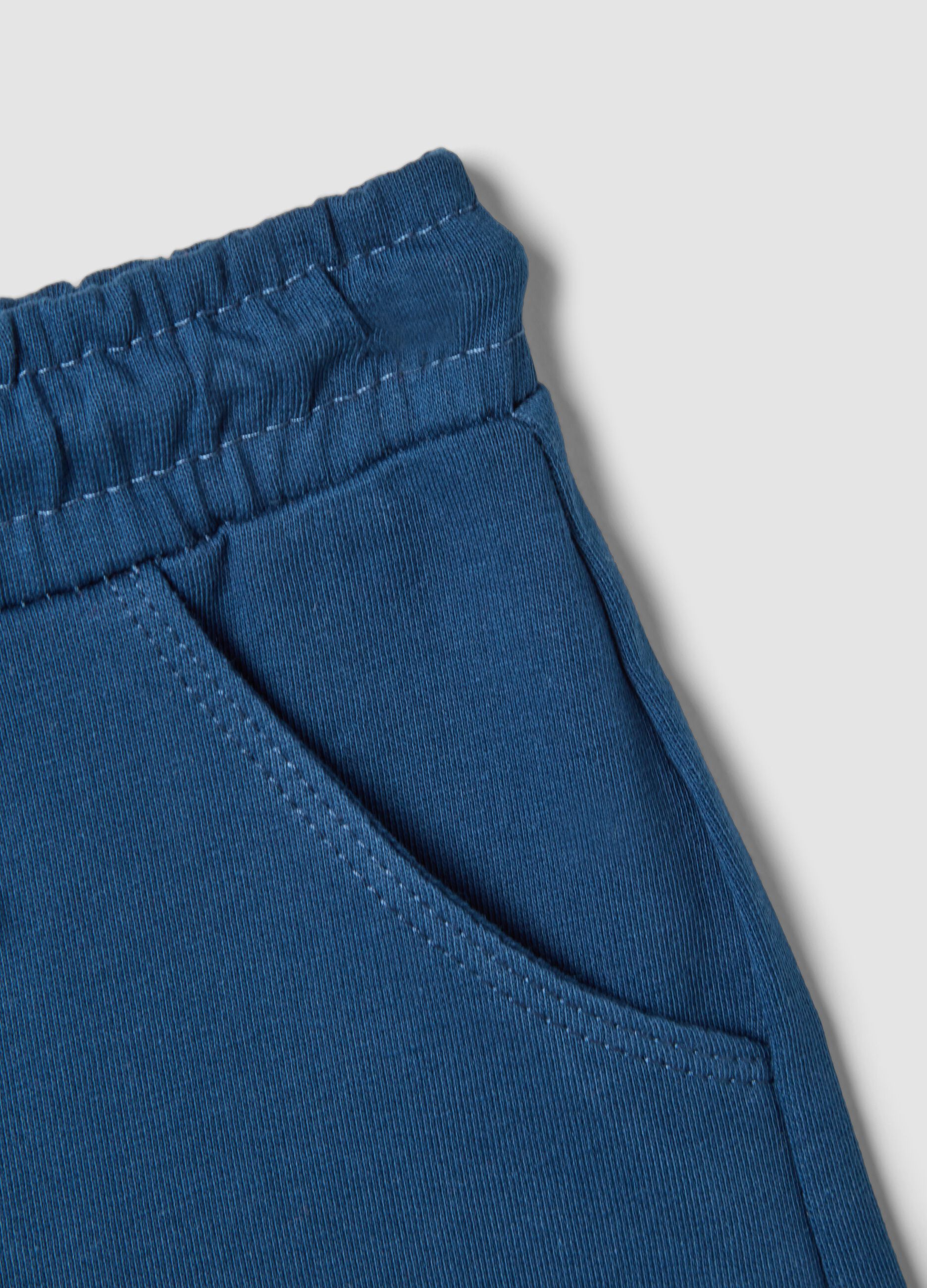 Blue pure cotton shorts with elasticated waist