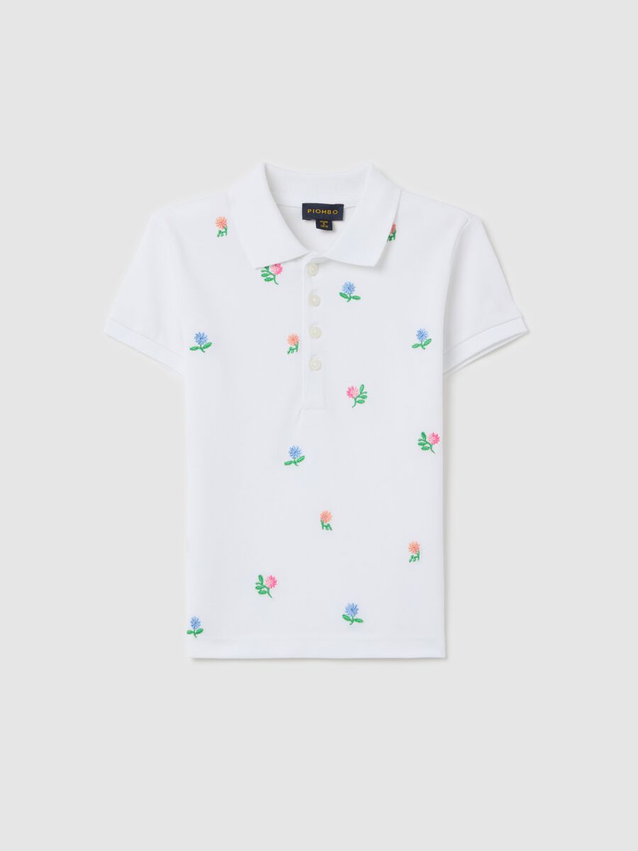 Cotton polo shirt with embroidered flowers_3