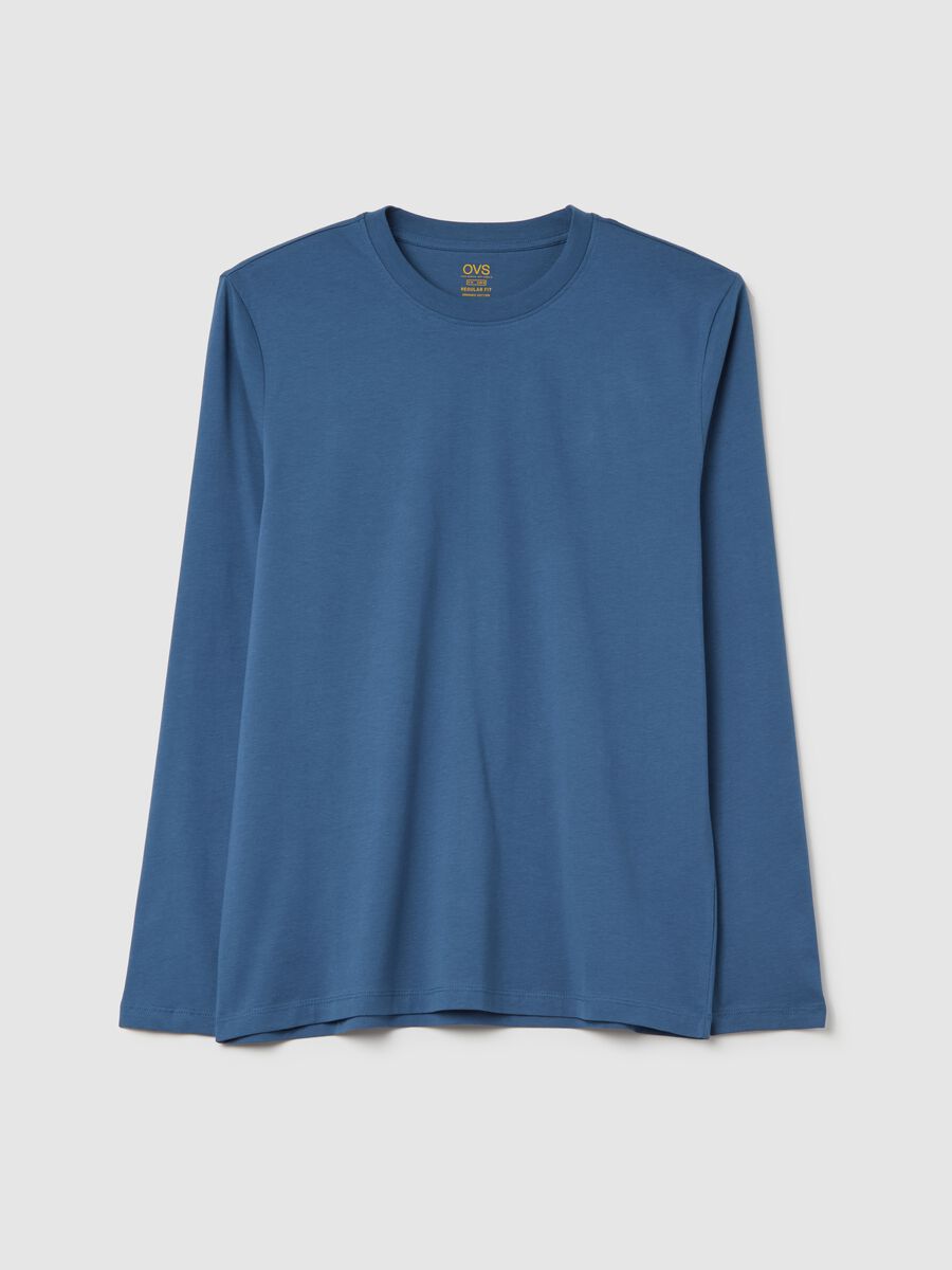 T-shirt with round neck and long sleeves in cotton_4