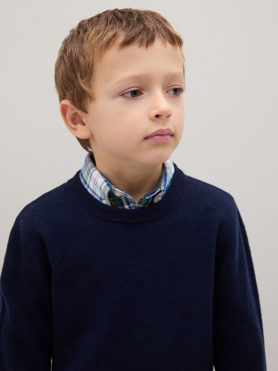 Maglione da bambino in pura lana blu regular fit_2