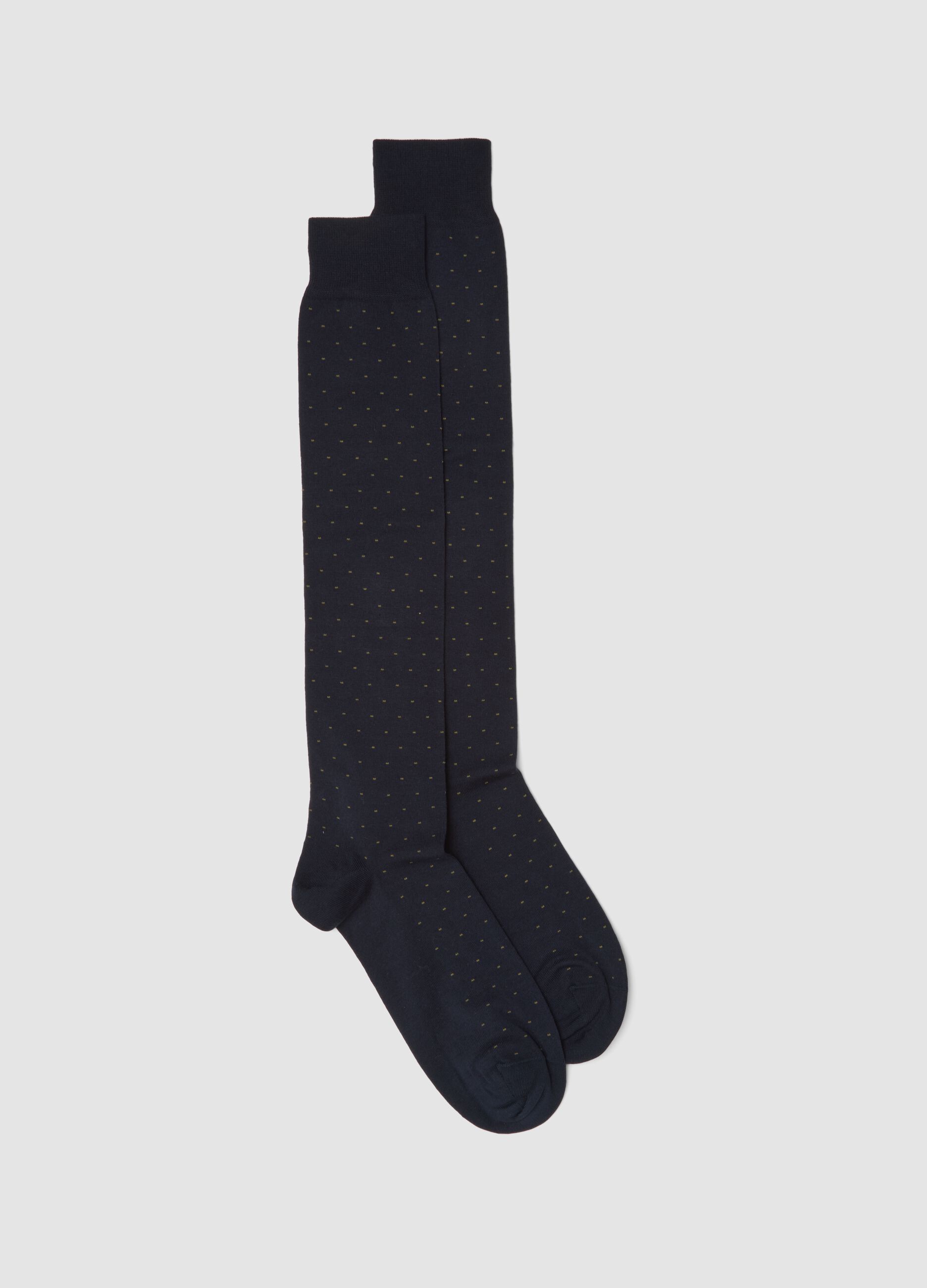 Navy blue long socks in stretch cotton