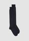 Navy blue long socks in stretch cotton_0