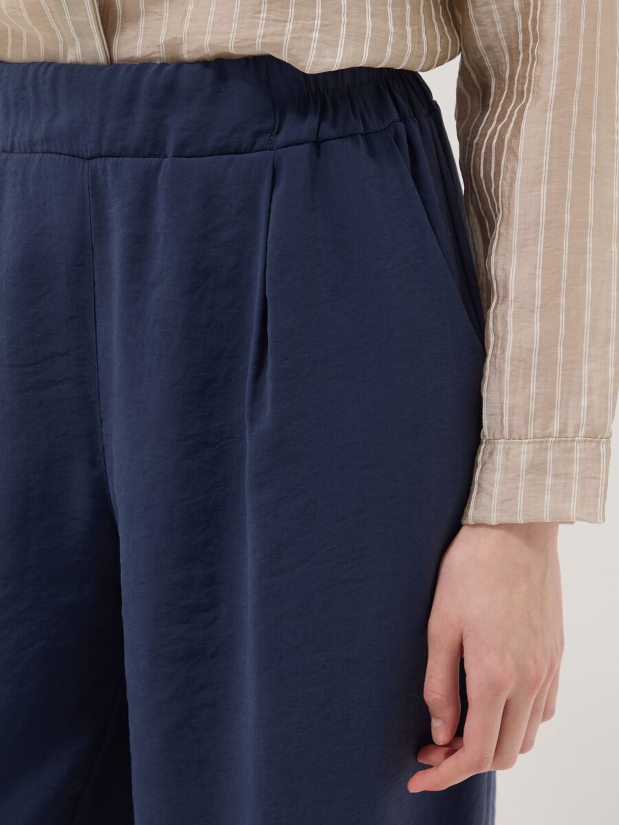 Blue viscose-blend trousers with elasticated cuffs, regular fit_3