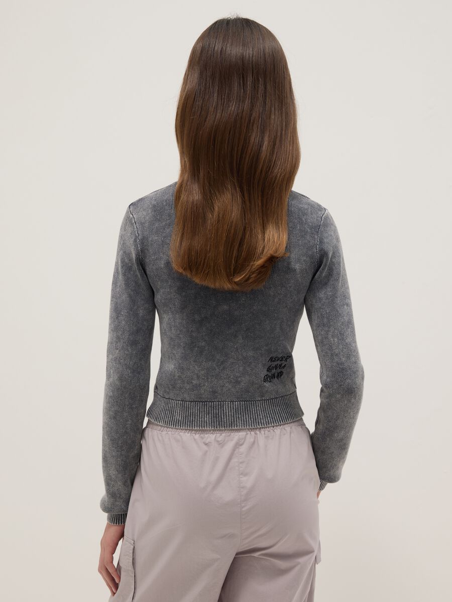 Girls' slim fit grey pure cotton cardigan with full zip_1