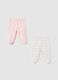 Multi-coloured pure cotton newborn trousers two-pack_0