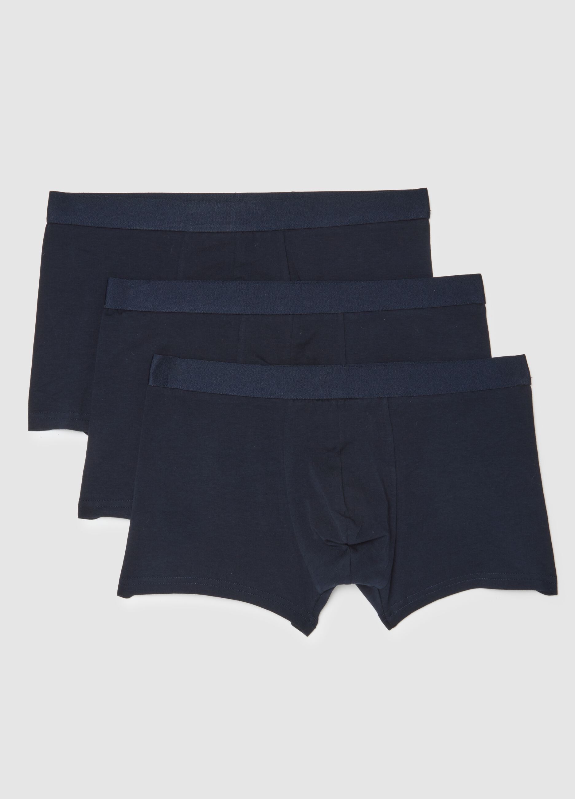 Set of three-pack cotton stretch blue regular fit boxers