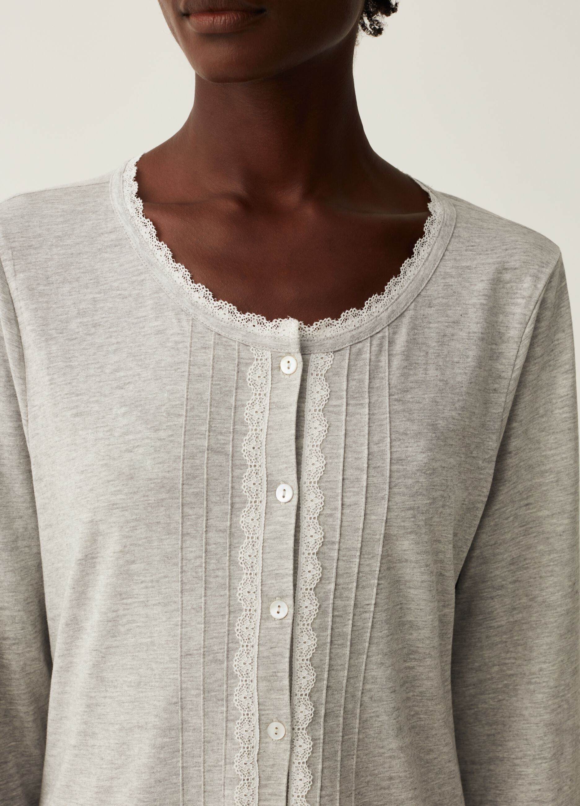 Camicia da notte in cotone e viscosa con pizzo_3