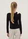 Black cotton blend slim fit girl's top with boat neckline_1