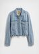 Cropped denim jacket with frayed edges_4