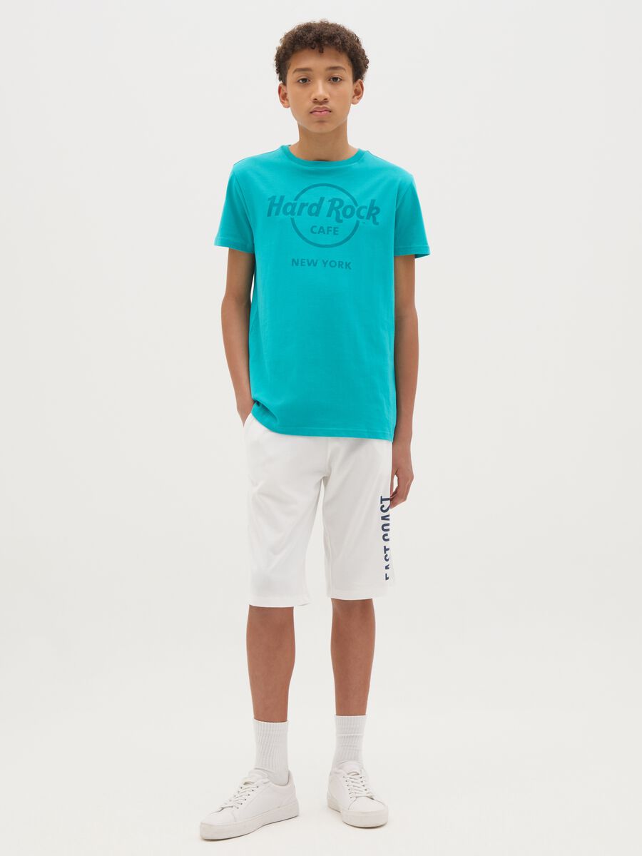 Boys' pure white cotton regular fit shorts with print_0