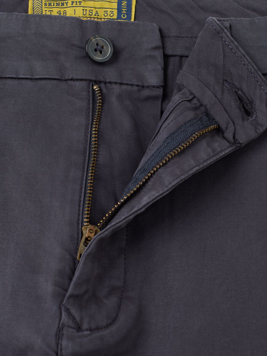Blue Stretch Cotton Trousers Regular Fit_5