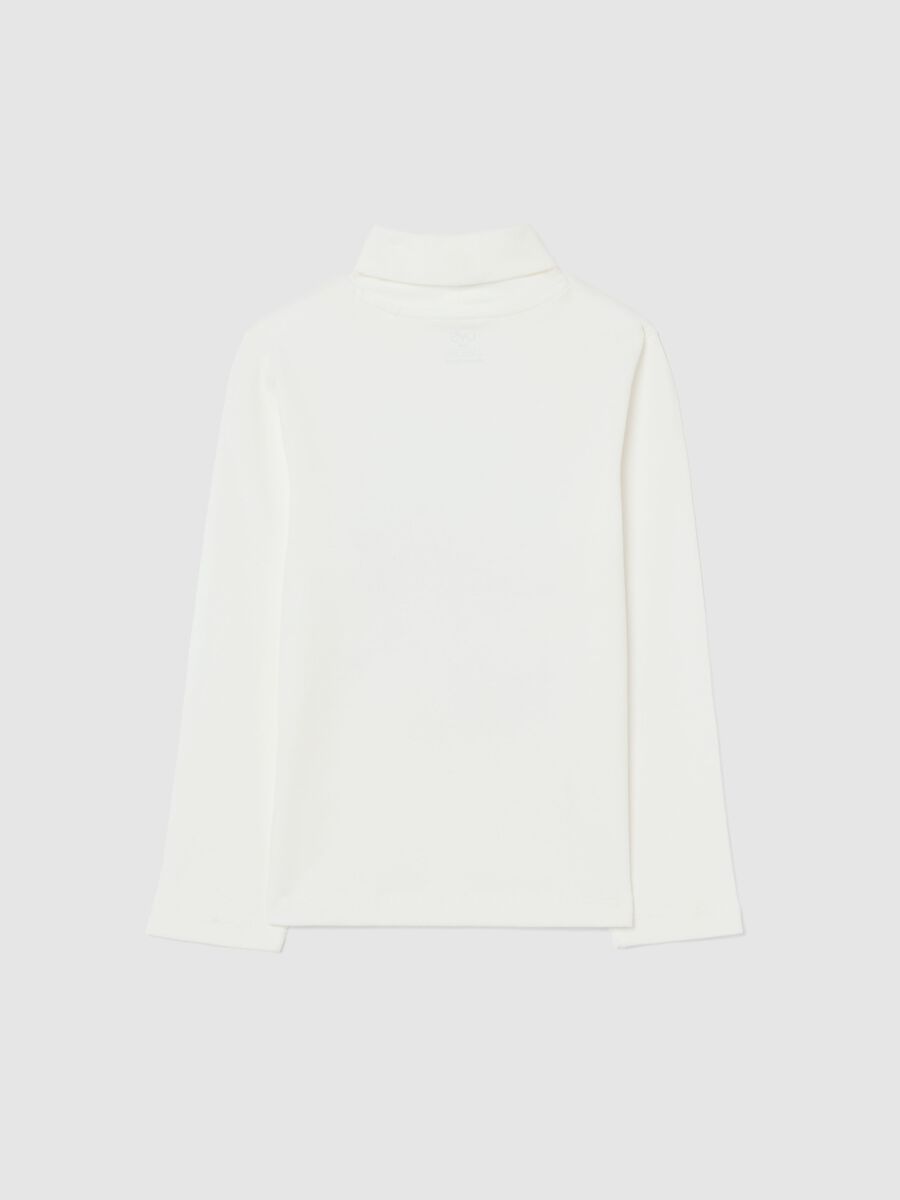 Child's white high-neck t-shirt in pure cotton regular fit_1