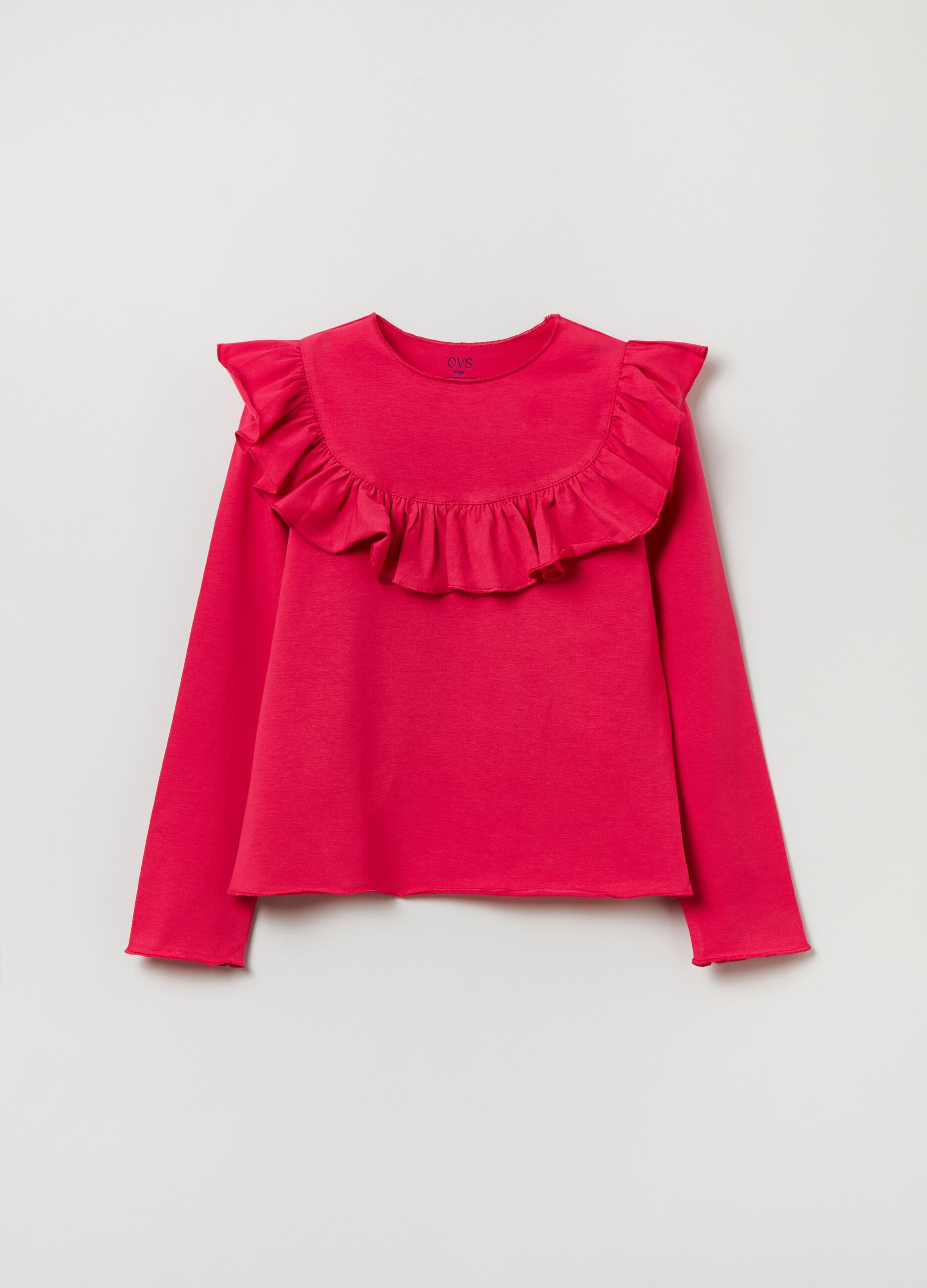 T-shirt a maniche lunghe con volant_0