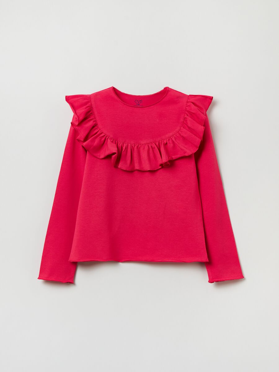 T-shirt a maniche lunghe con volant_0
