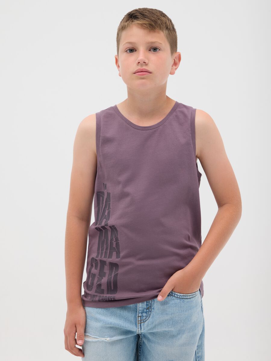 Purple pure cotton tank top_0