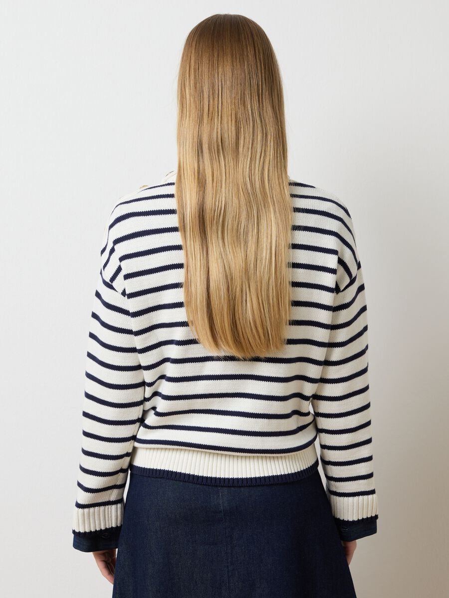 Maglione in misto cotone a righe oversize_3
