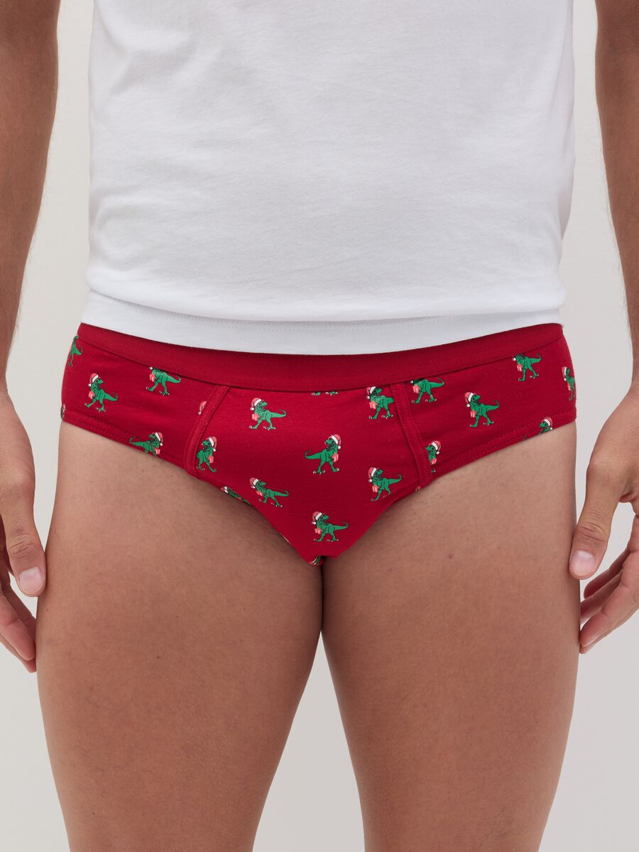 Stretch organic cotton briefs with all-over print_1