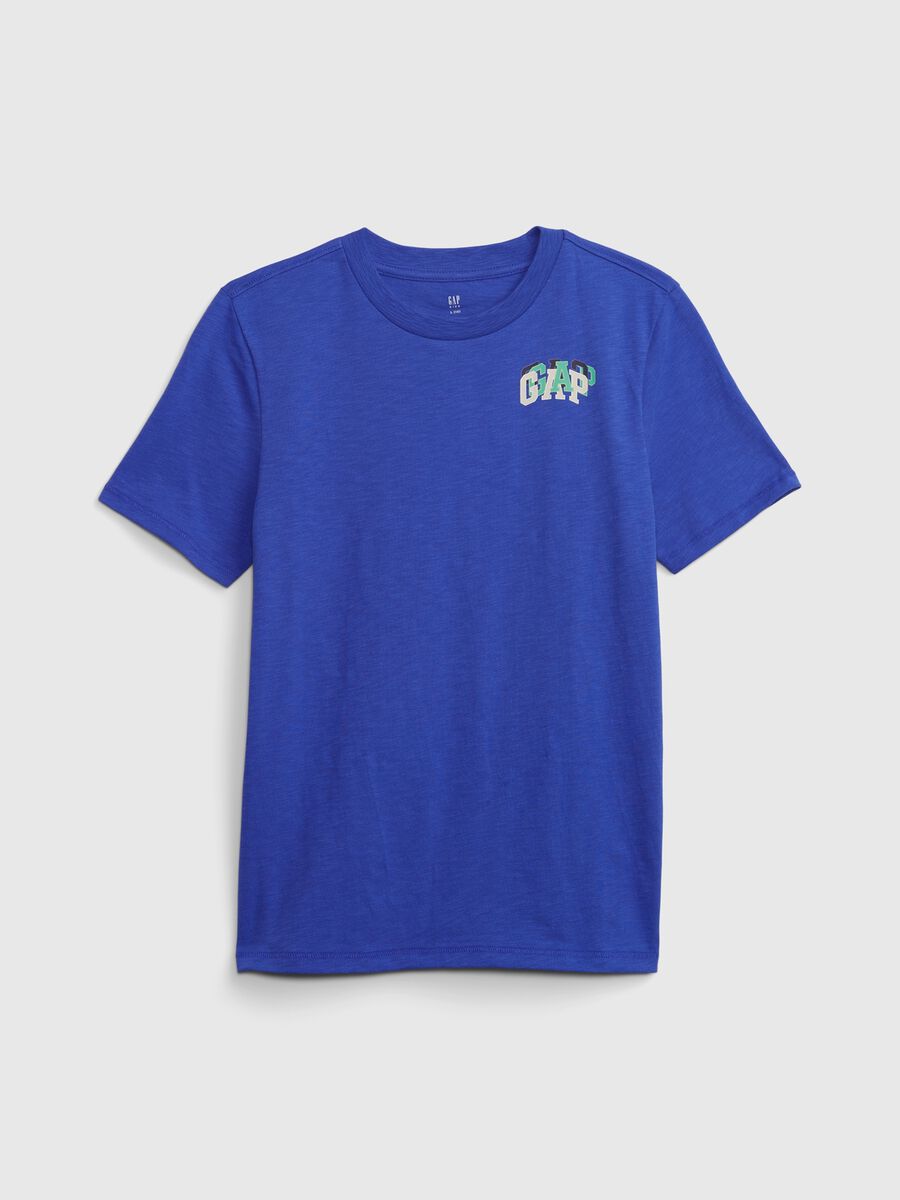 T-shirt in cotone slub con stampa logo_0