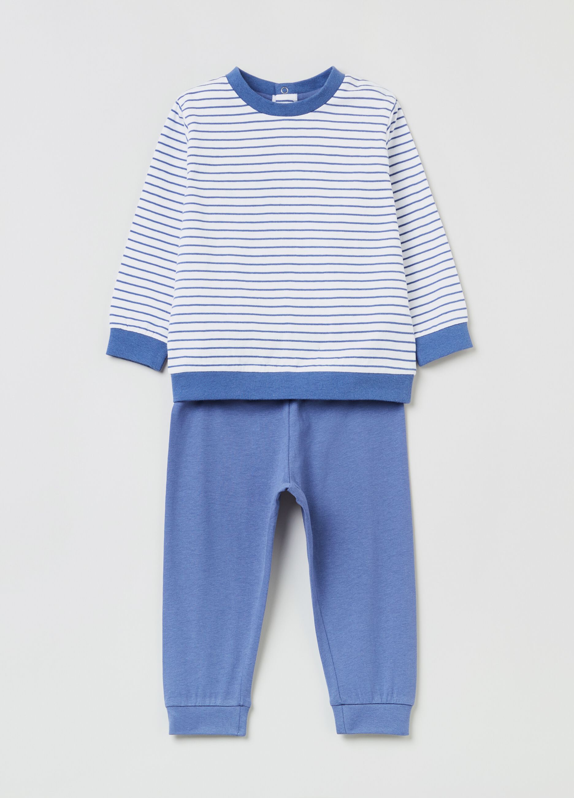 Cotton pyjamas with striped top