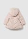 Girls' Regular Fit Pink Padded Jacket with Hood and Belt_1