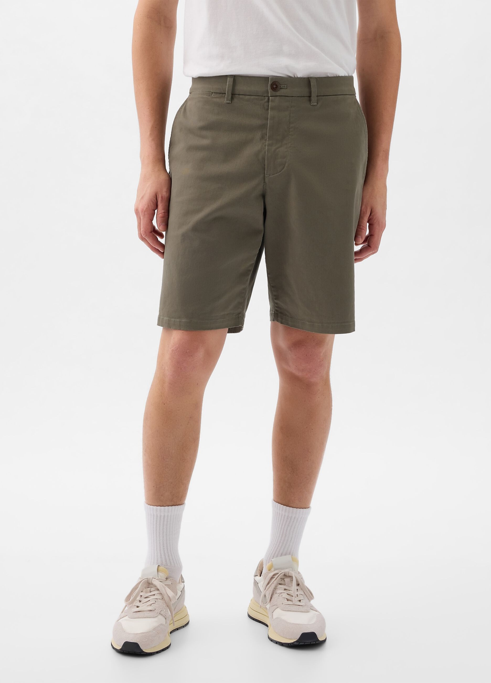 Relaxed-fit Bermuda shorts in stretch cotton