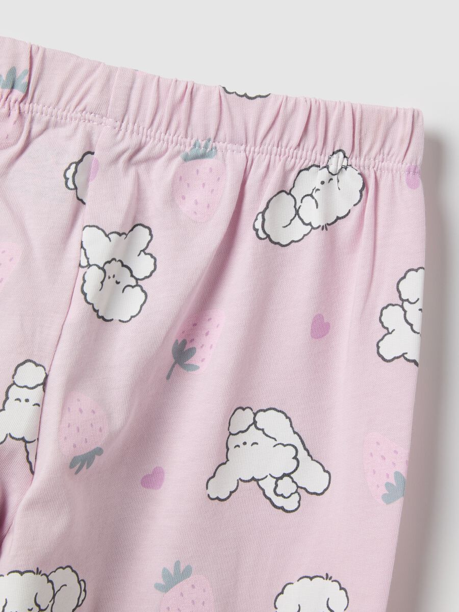Pink pure cotton regular fit pyjamas with prints for girls_3