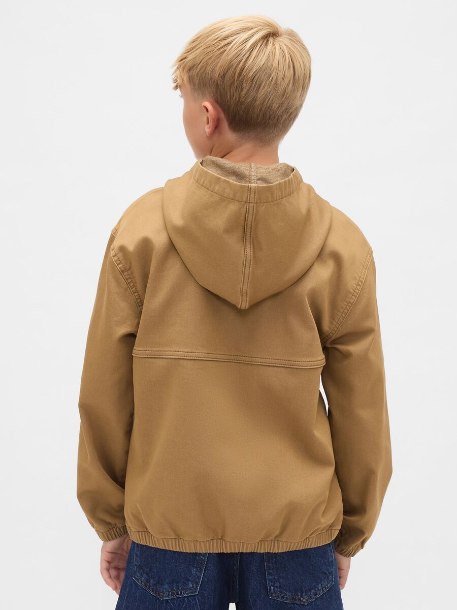 Brown Hooded Cotton Blend Jacket_1