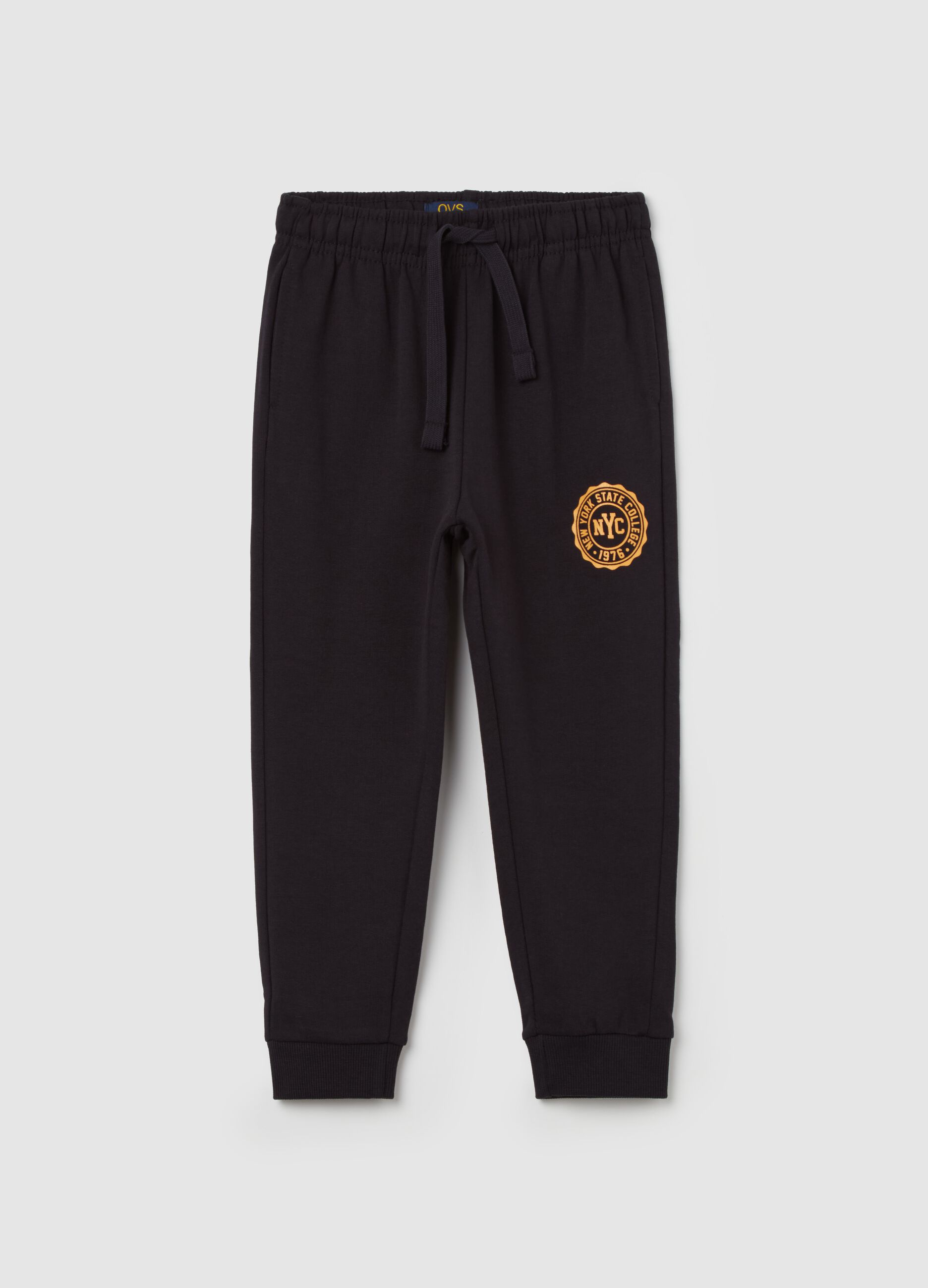 Organic cotton joggers with drawstring and print