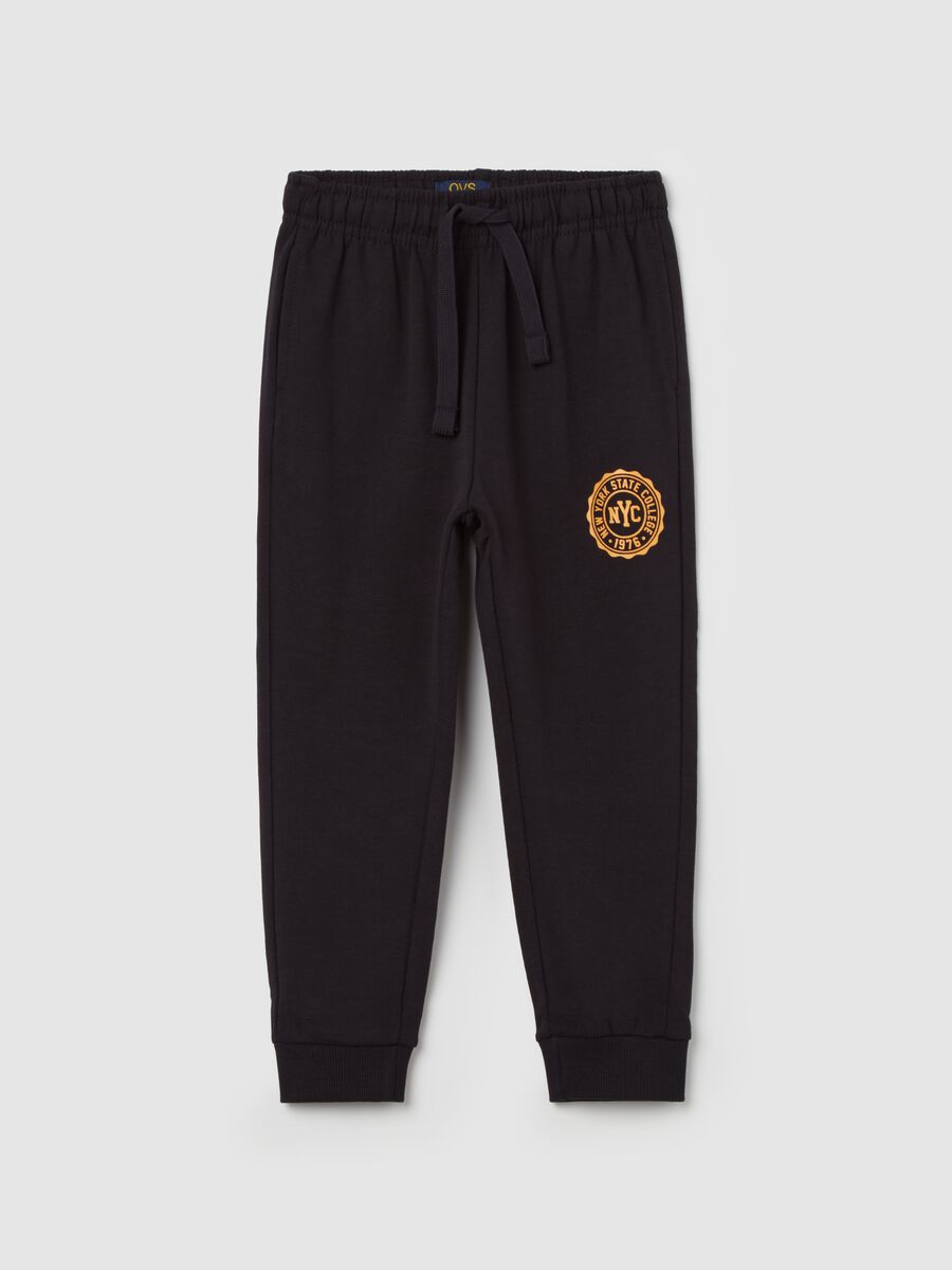 Organic cotton joggers with drawstring and print_0