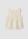 Girls&rsquo; white pure cotton tank top with floral open-knit pattern_1