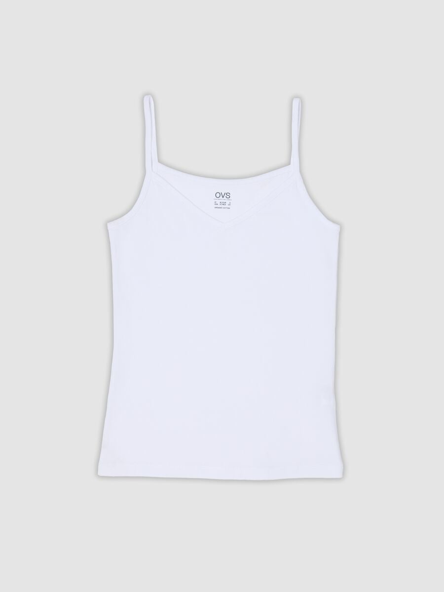 Canottiera bianca in cotone elasticizzato regular fit_0