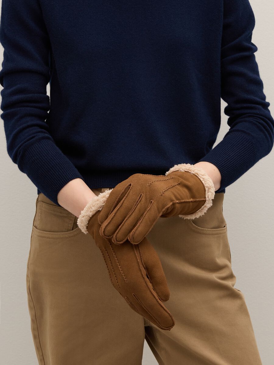 Brown Genuine Leather Gloves_1