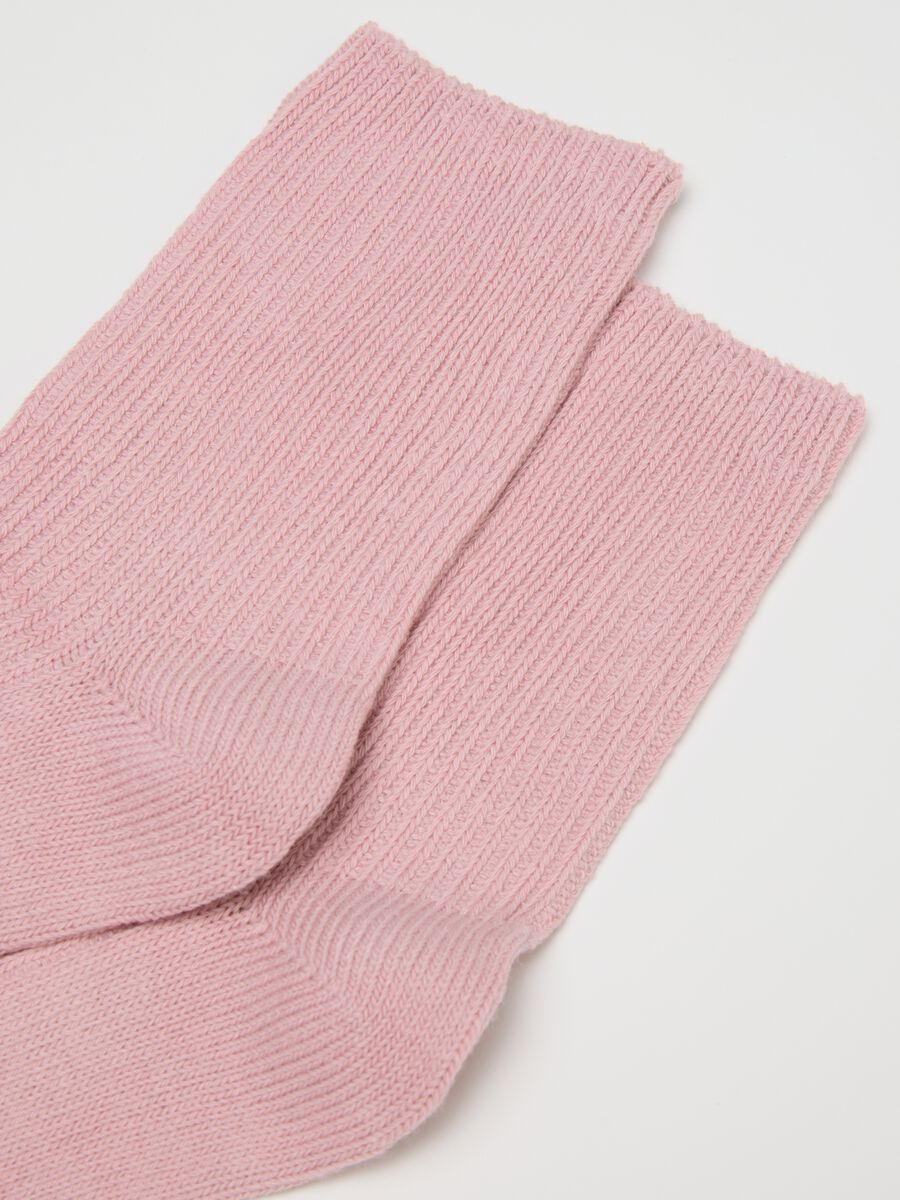 Long Pink Socks in Stretch Cotton Blend_1